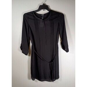 NWT H&M Mama Sheer Pintucked Black Collared Shirt Maternity Dress Size Small